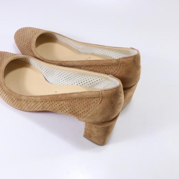 Incastrana 55mm Tan Biscotto Perforated Suede Padded Round Pumps D520 - Picture 6 of 12